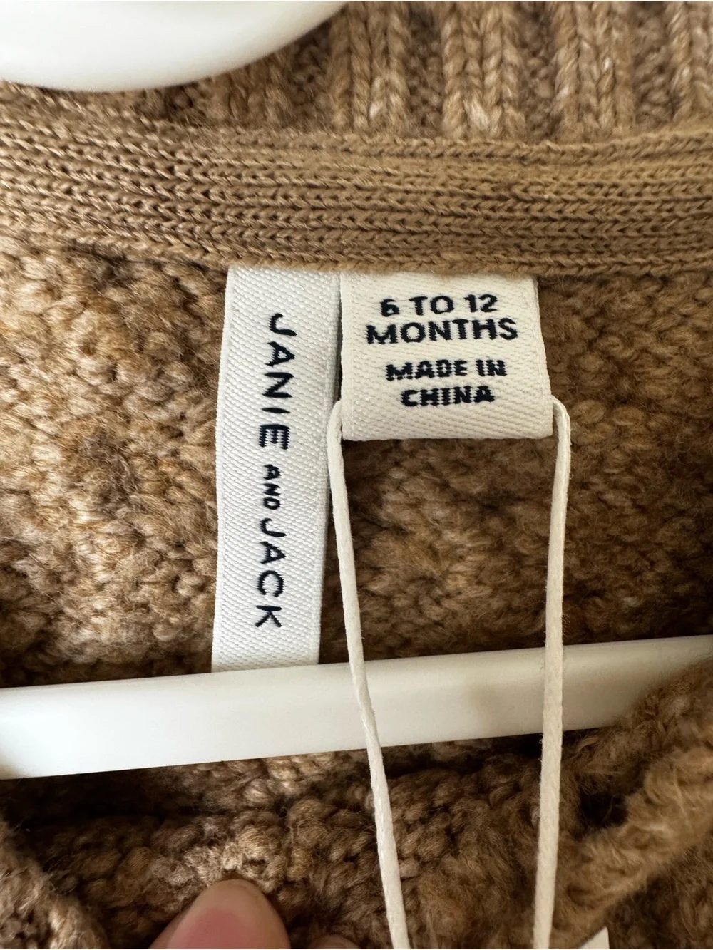 Janie and Jack Tan Cable-Knit Baby Sweater